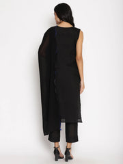 Navy Blue Chanderi Kurta Pant With Dupatta Set-AHKUDUPN-combo-361