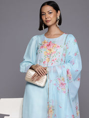 Floral Printed Beads & Stones Kurta With Trousers & Dupatta-AHKUDUPN-COMBO-884
