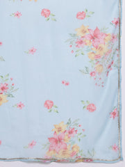 Floral Printed Beads & Stones Kurta With Trousers & Dupatta-AHKUDUPN-COMBO-884