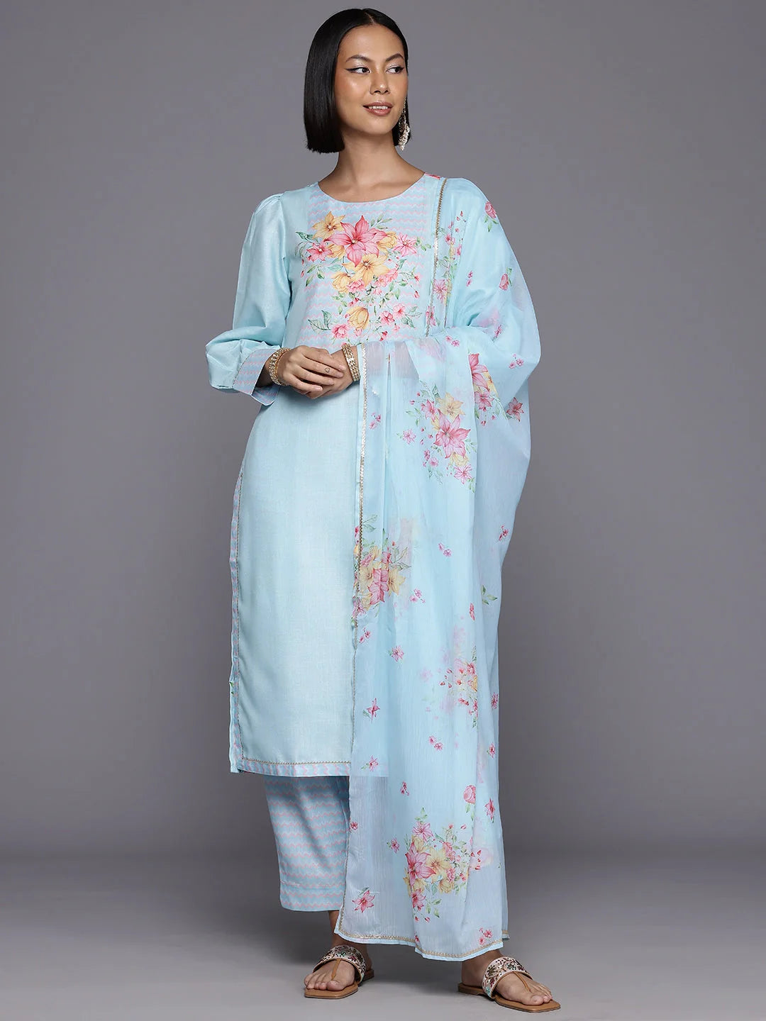 Floral Kurta Set with Dupatta | Indian Women's Kurta Sets