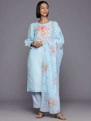 Floral Printed Beads & Stones Kurta With Trousers & Dupatta-AHKUDUPN-COMBO-884