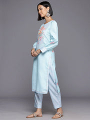 Floral Printed Beads & Stones Kurta With Trousers & Dupatta-AHKUDUPN-COMBO-884