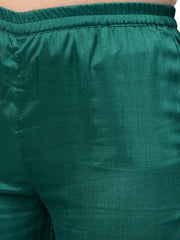 Green Solid Kurta with Trousers & Printed Dupatta-AHKUDUPN-Combo-117