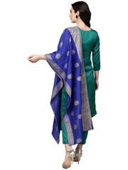 Green Solid Kurta with Trousers & Printed Dupatta-AHKUDUPN-Combo-117
