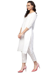 White & Gold Printed Straight Cotton Kurta Sets-AHKUDUPN-Combo-139