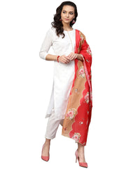 White & Gold Printed Straight Cotton Kurta Sets-AHKUDUPN-Combo-139