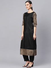Black Solid Kurta with Trousers & Dupatta-AHKUDUPN-Combo-204