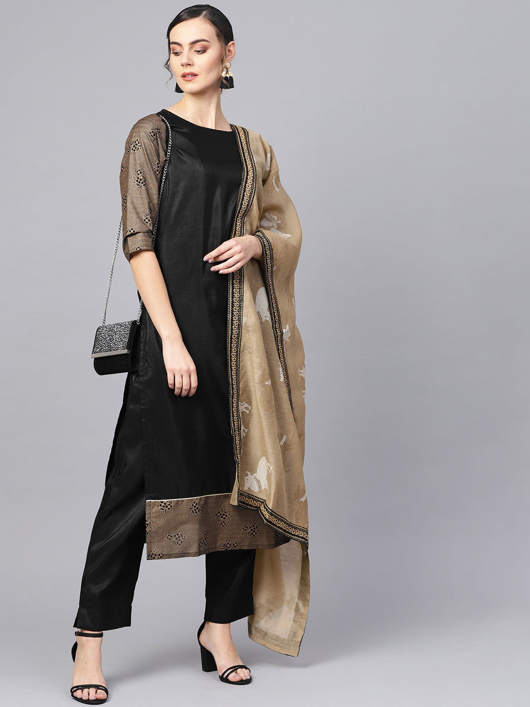 Black Kurta Set with Dupatta | Women's Indian Kurta Sets