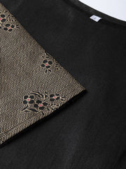 Black Solid Kurta with Trousers & Dupatta-AHKUDUPN-Combo-204