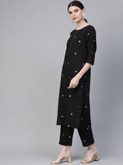 Black & Pink Bandhani Printed Kurta with Trousers & Dupatta-AHKUDUPN-Combo-272