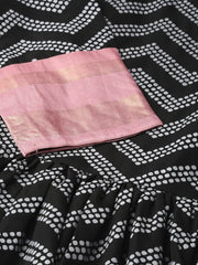 Black & White Polka Dots Chevron Printed Kurta with Trousers & Dupatta-AHKUDUPN-Combo-274