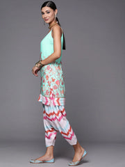 Blue Floral Printed Kurta with Patiala & With Dupatta-AHKUDUPT-COMBO-516-FF