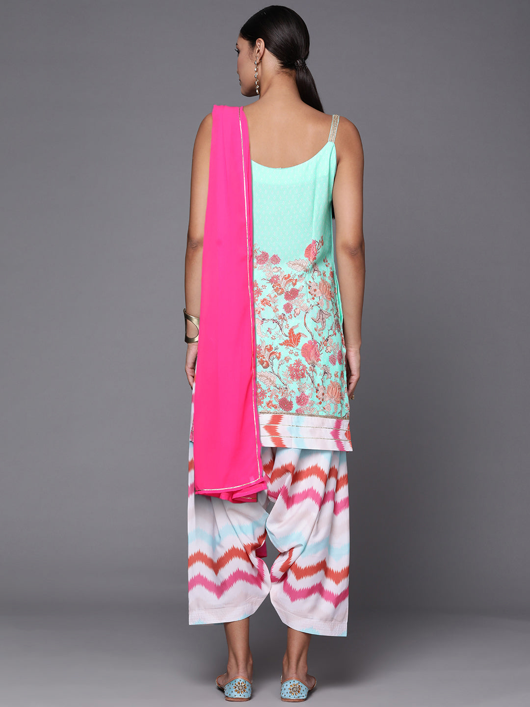 Blue Floral Kurta with Patiala & Dupatta | Women's Kurta Sets