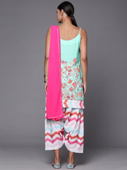 Blue Floral Printed Kurta with Patiala & With Dupatta-AHKUDUPT-COMBO-516-FF