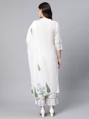 Off White Pure Cotton Printed Kurta Palazzo Set With Dupatta-AHKUDUPZ-COMBO-504