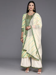 Leheriya Printed Beads & Stones Kurta with Palazzos & Dupatta-AHKUDUPZ-COMBO-542