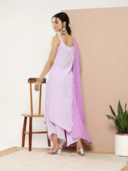 Lavender Gotta Patti Kurta with Palazzos & With Dupatta-AHKUDUPZ-COMBO-587-ICH