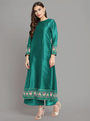 Sea Green Printed Gotta Patti Kurti with Palazzos & Dupatta-AHKUDUPZ-COMBO-636