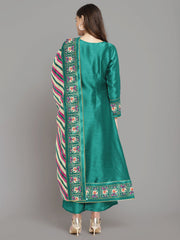 Sea Green Printed Gotta Patti Kurti with Palazzos & Dupatta-AHKUDUPZ-COMBO-636