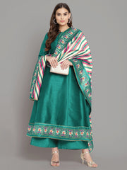 Sea Green Printed Gotta Patti Kurti with Palazzos & Dupatta-AHKUDUPZ-COMBO-636