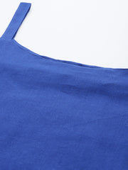 Blue Solid Pure Cotton Kurta With Palazzos & Printed Dupatta-AHKUDUPZ-COMBO-714