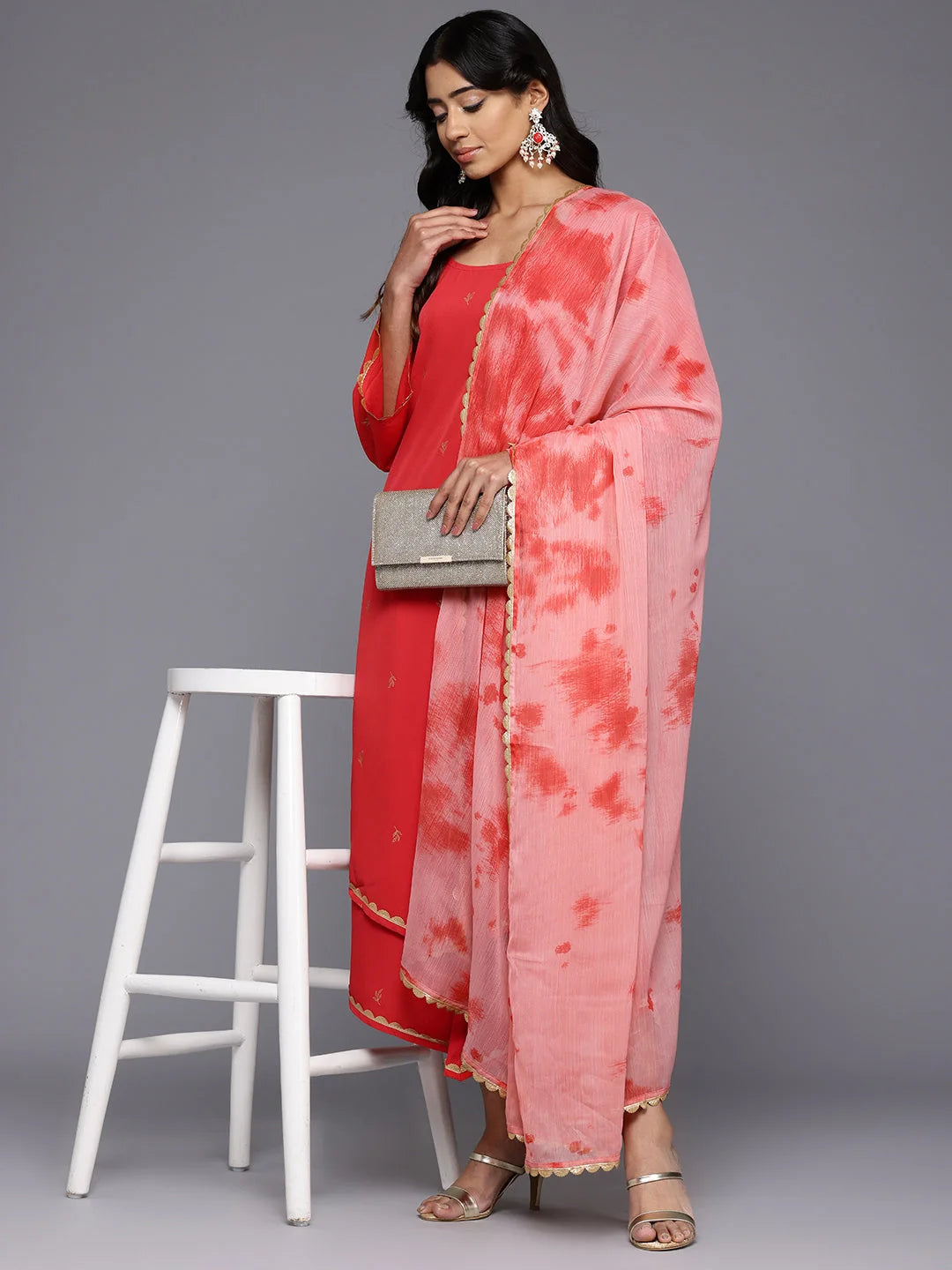 Floral Kurta Palazzo Set with Dupatta - Women's Palazzo Pants