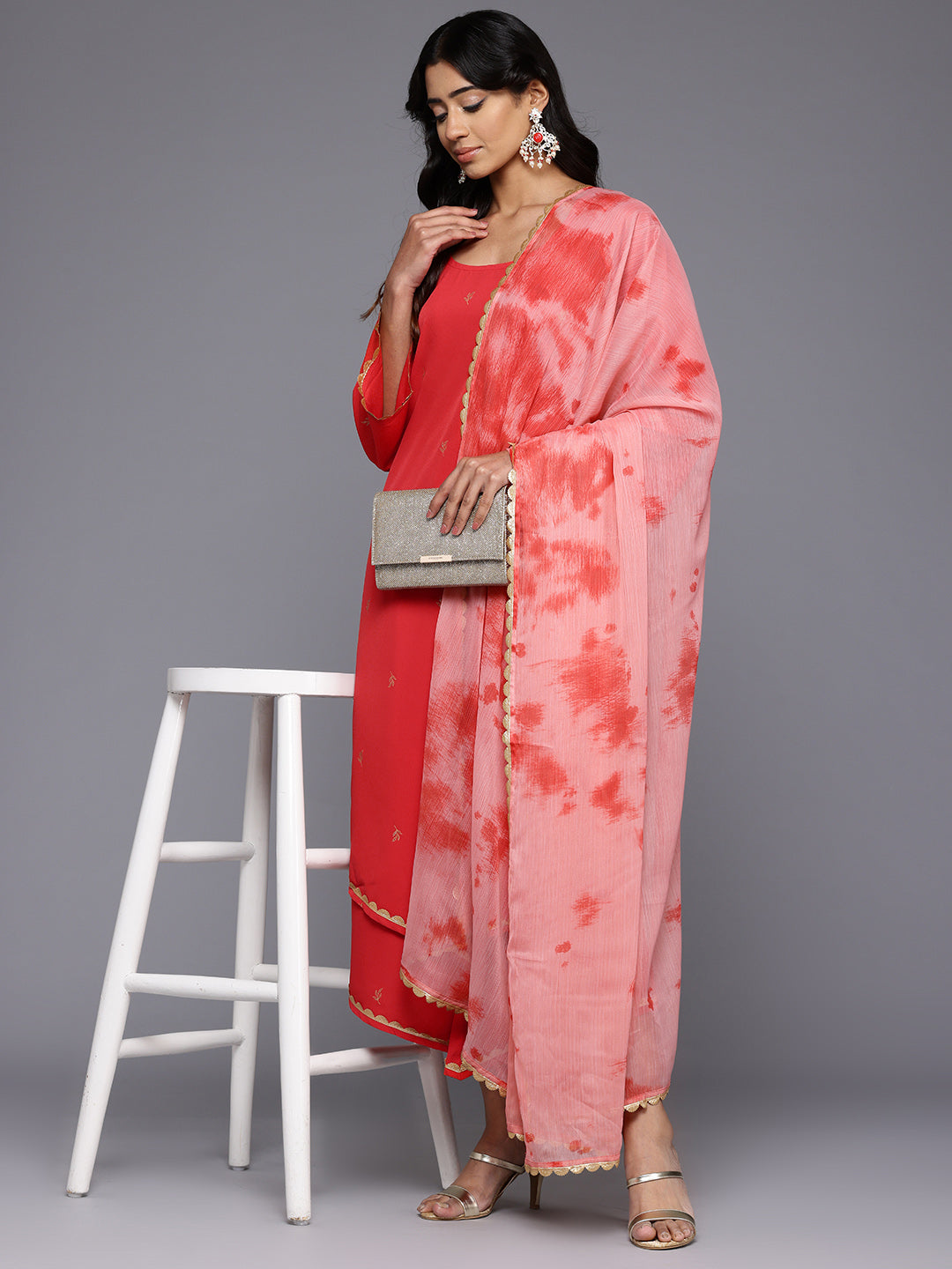 Floral Kurta Palazzo Set with Dupatta - Women's Palazzo Pants