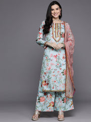 Women Floral Printed Regular Kurta with Palazzos & With Dupatta-AHKUDUPZ-COMBO-933