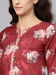 Maroon Printed Kurta with Palazzos & Dupatta-AHKUDUPZ-Combo-168