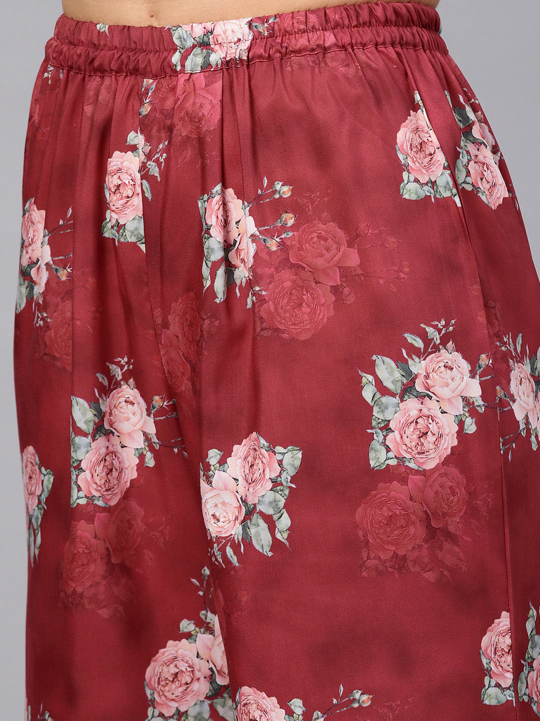 Maroon Printed Kurta and Palazzo Set with Dupatta - Buy Now!