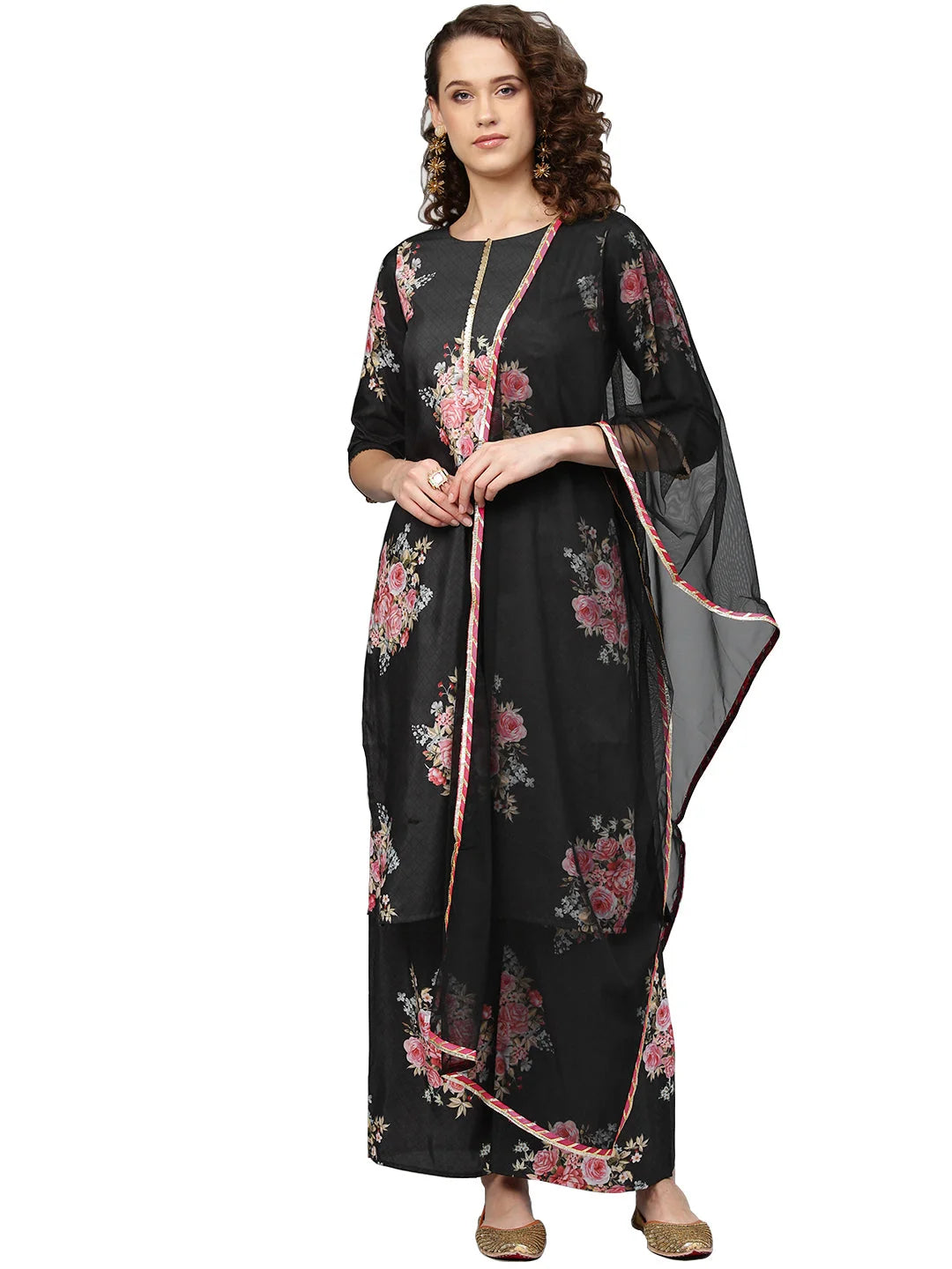 Black Printed Kurta Set for Women's-AHKUDUPZ-Combo-242