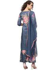 Blue & Pink Printed Kurta with Palazzos & Dupatta-AHKUDUPZ-Combo-247