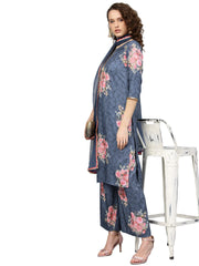 Blue & Pink Printed Kurta with Palazzos & Dupatta-AHKUDUPZ-Combo-247