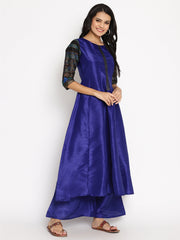 Blue Solid Kurta with Palazzos & Dupatta-AHKUDUPZ-Combo-301