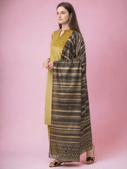 Dark Mustard Solid Velvet Kurta Set with Dupatta-AHKUDUPZ-Combo-326