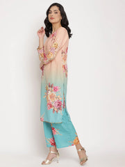 Peach Floral Printed Kurta Palazzo Set With Dupatta-AHKUDUPZ-Combo-359-FF