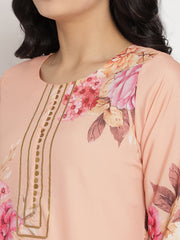 Peach Floral Printed Kurta Palazzo Set With Dupatta-AHKUDUPZ-Combo-359-FF