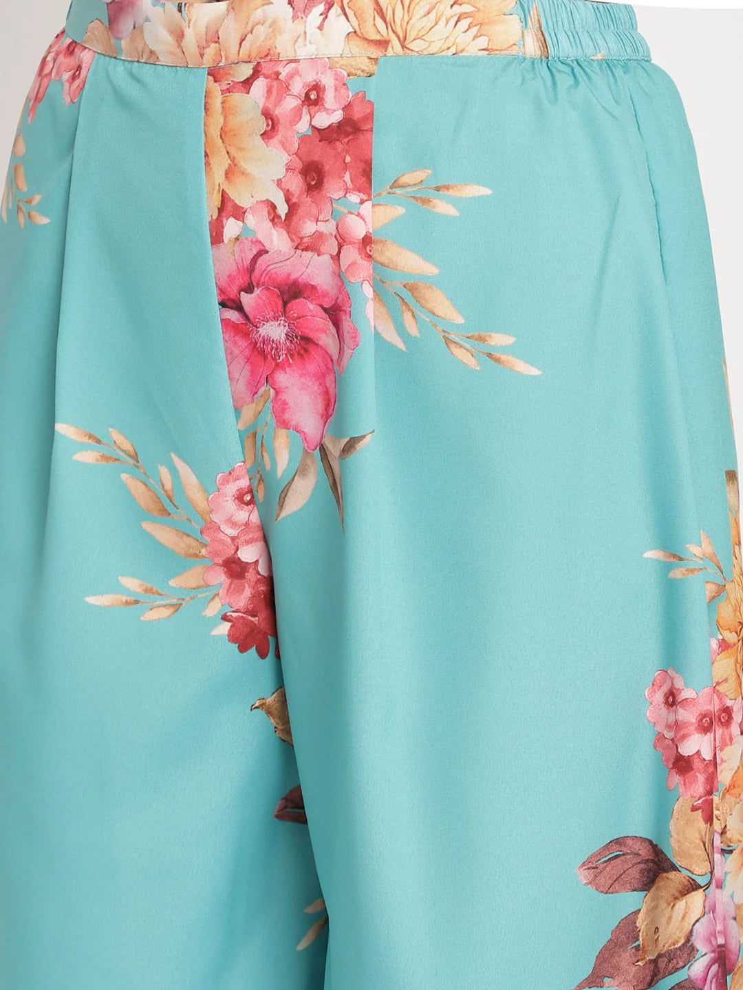 Peach Floral Printed Kurta Palazzo Set for Women Online