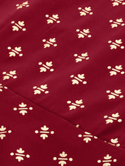 Women's Maroon & Gold-Toned Printed Sharara Set With Dupatta-AHKUDUSH-COMBO-282