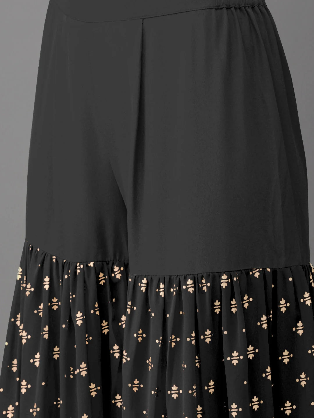 Ethnic Sharara Suits | Black Printed Kurta with Sharara & Dupatta