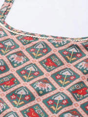 Women's Green & Red Printed Sharara Set With Dupatta-AHKUDUSH-COMBO-446-FF