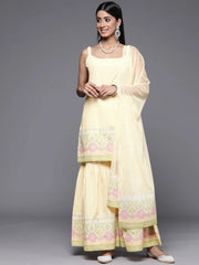 Women Yellow Kurta with Sharara & With Dupatta-AHKUDUSH-COMBO-619-ICH