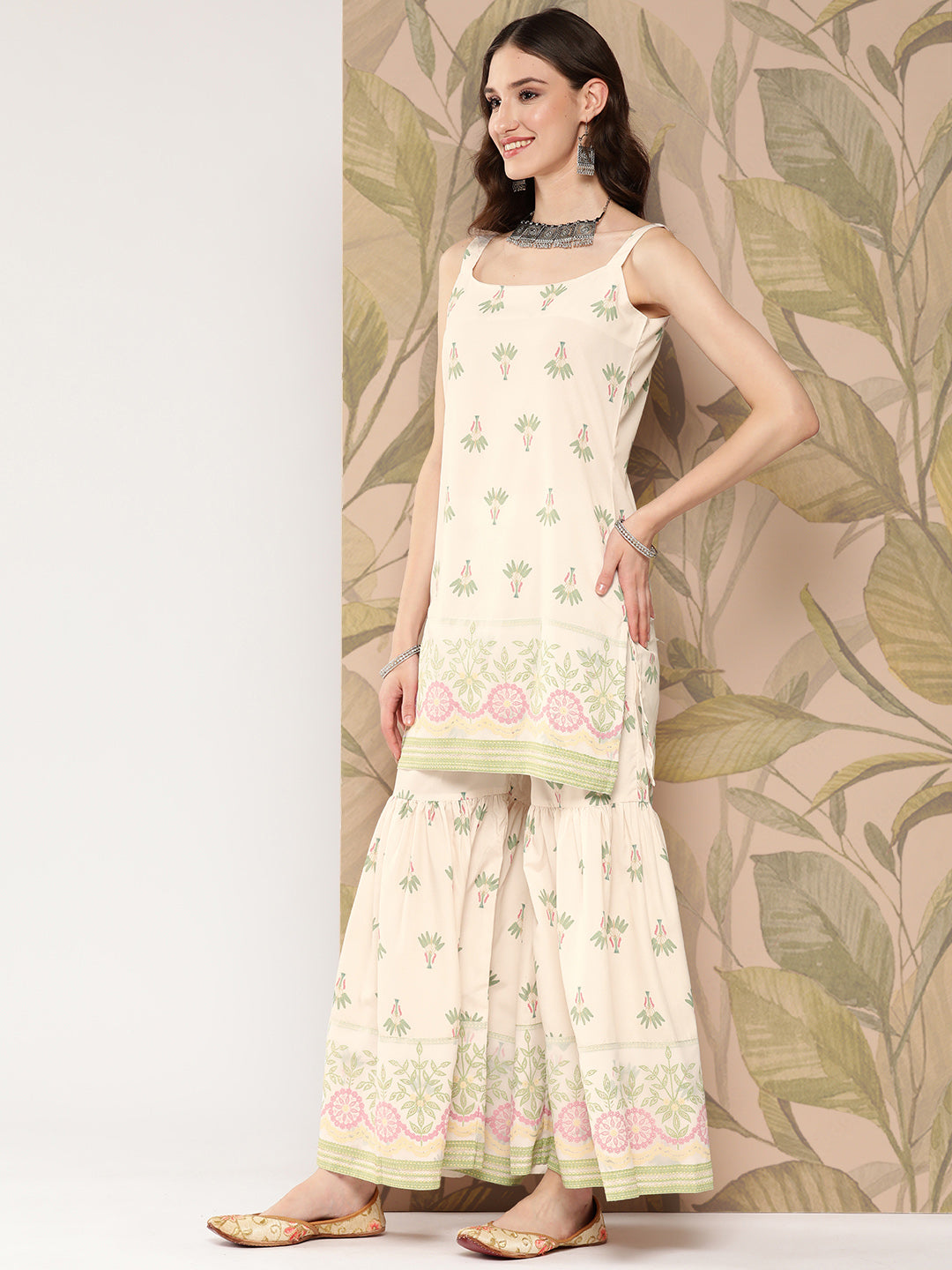 Off White Floral Sharara Set | Sharara Suits for Women Online
