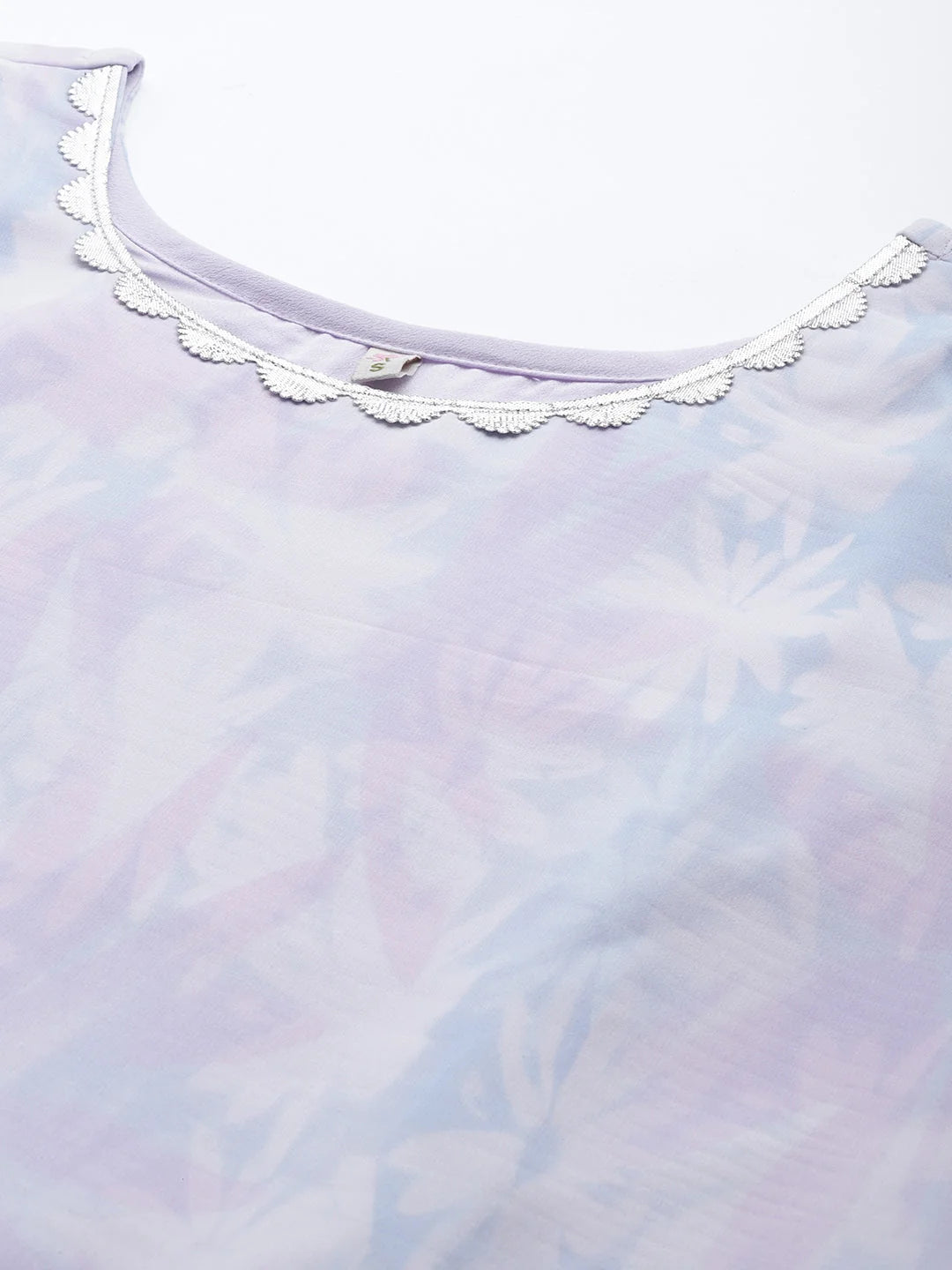 Blue Floral Georgette Gotta Patti Kurta | Indian Kurtis Online