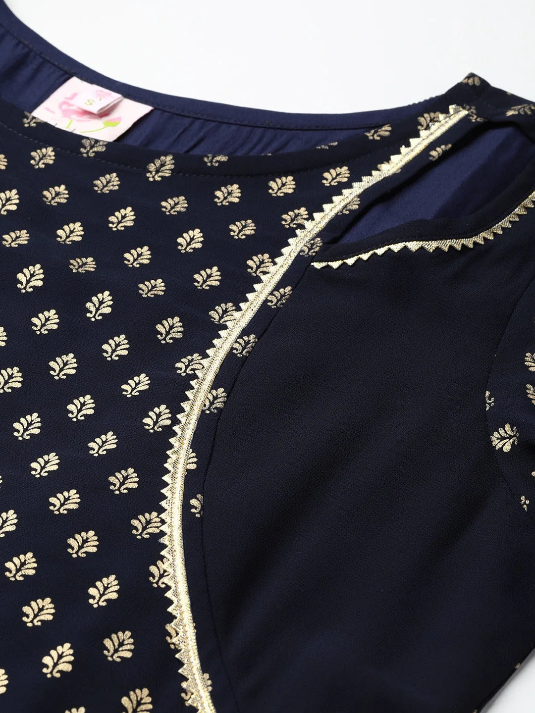Navy & Gold Floral Indian Kurta for Women | Stylish Kurtas