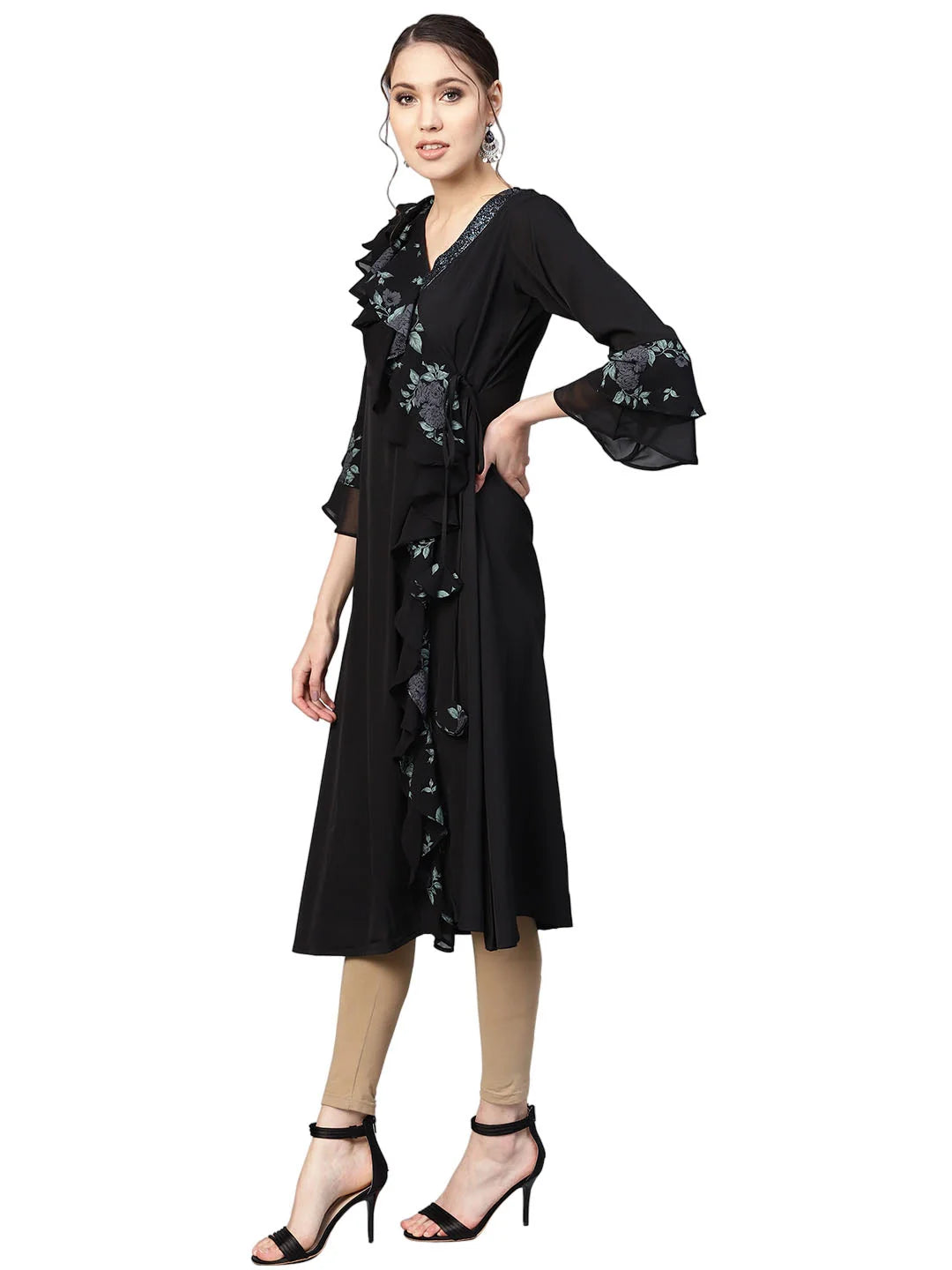 Black Printed A-Line Kurta | Indian Kurta for Women