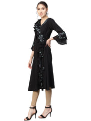 Black A-Line Georgette Kurta-AHKUGRGP-799