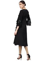 Black A-Line Georgette Kurta-AHKUGRGP-799