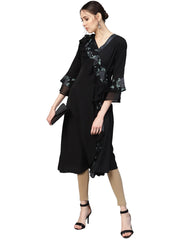 Black A-Line Georgette Kurta-AHKUGRGP-799