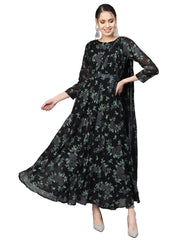Women's Flared Georgette Kurta-AHKUGRPG-798